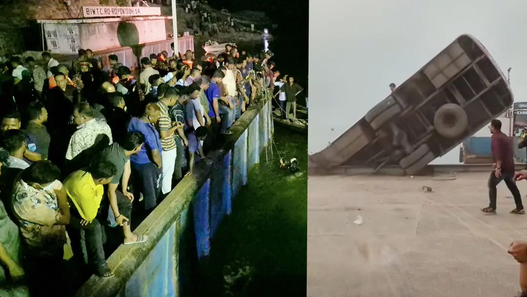 ৯০ ফিট পানির নিচে ছিল বাস, টেনে তোলা হয়েছে ৫০ ফিট ৯০ ফিট পানির নিচে ছিল বাস, টেনে তোলা হয়েছে ৫০ ফিট